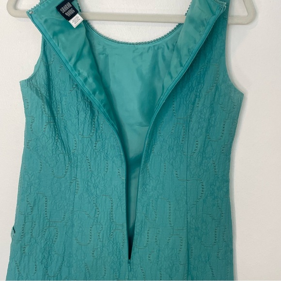 Sharon Young Springtime Sleeveless Turquoise Green Midi Dress Size 4 - Picture 8 of 9